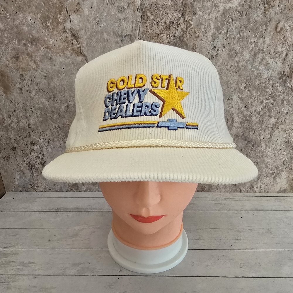 Vintage Gold Star Chevy Dealers Cotton Corduroy Adjustable Hat Chevrolet